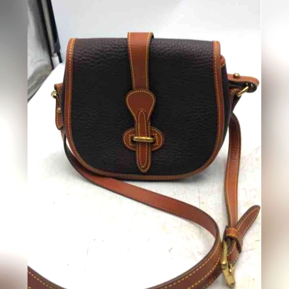 Dooney & Bourke Vintage Equestrian Black Saddle Bag Crossbody purse handbag